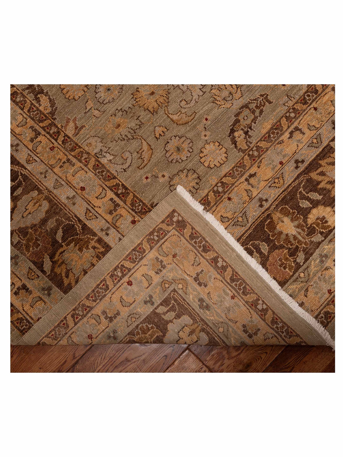 Pasha Karya Saran Green Brown Traditional Hand Knotted Rug