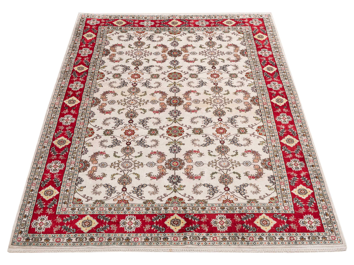 Pasha Elegance 153712 Ivory Red Traditional Hand Knotted Rug