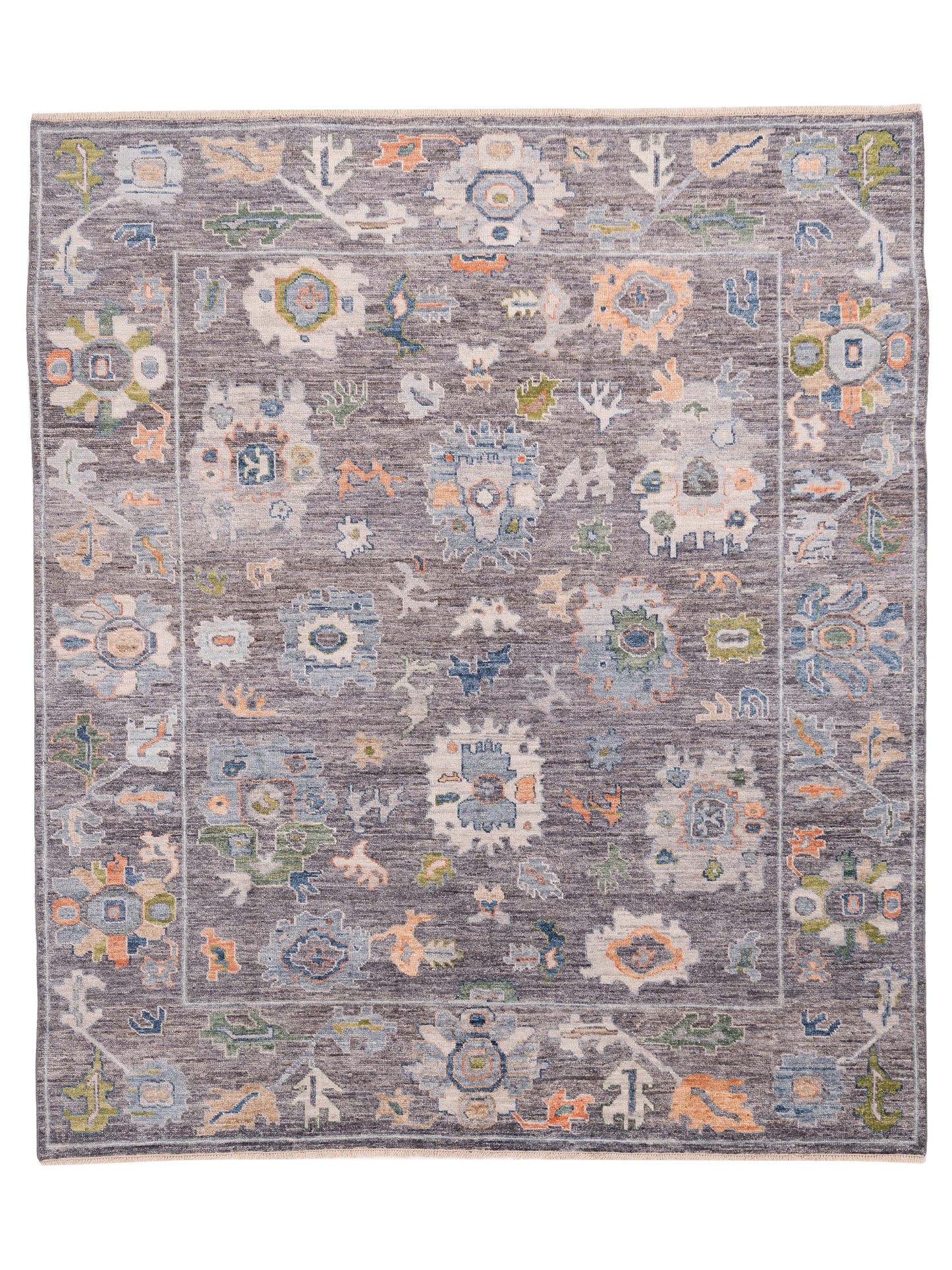 Authentic Angora Oushak Elif Gray Traditional Hand Knotted Rug