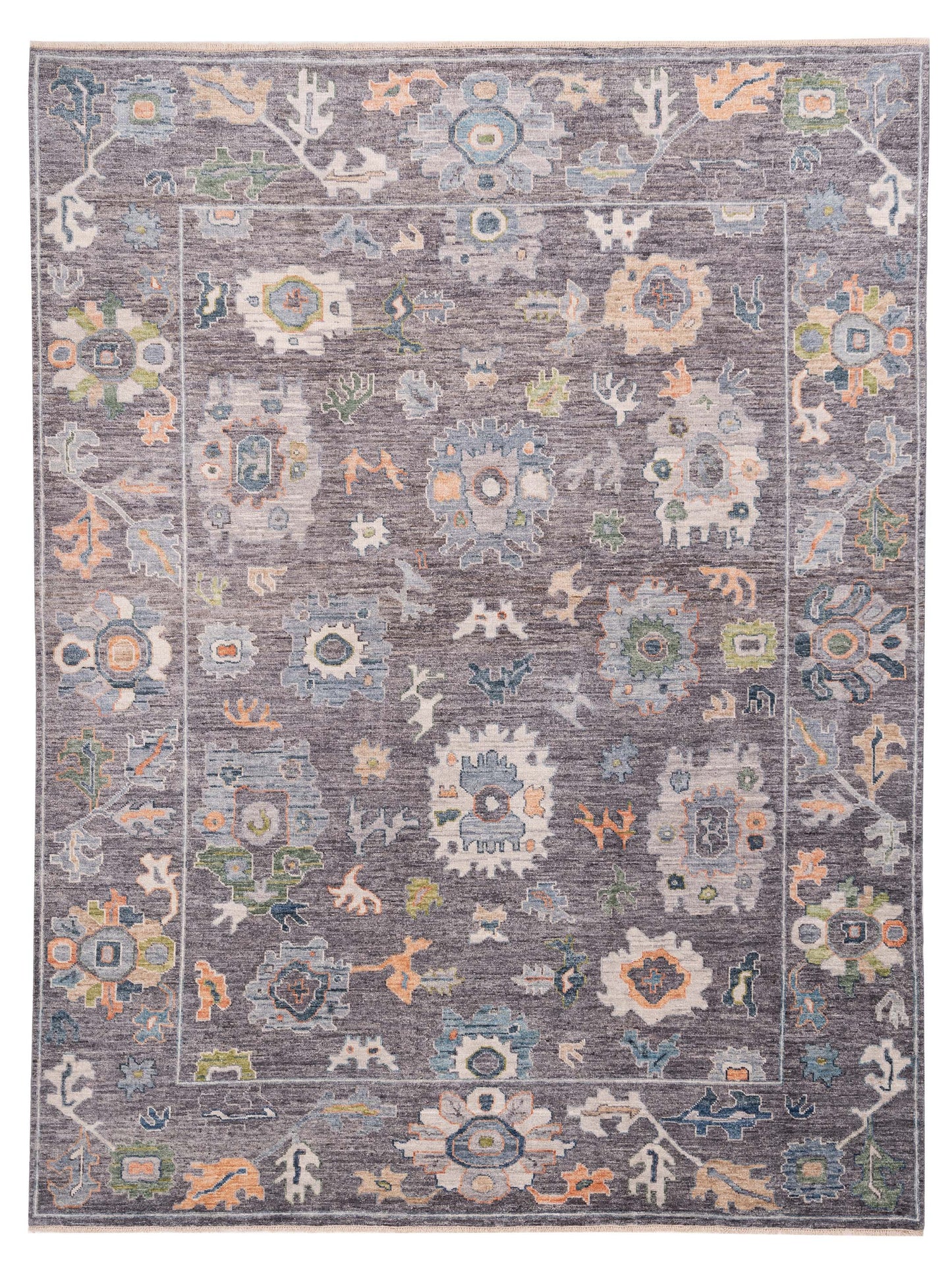 Authentic Angora Oushak Elif Gray Traditional Hand Knotted Rug