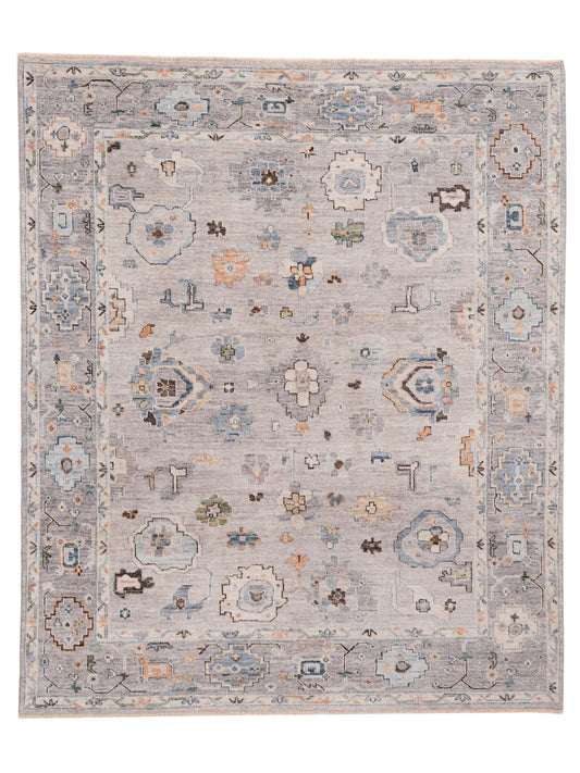 Authentic Angora Oushak Ezgi Gray Traditional Hand Knotted Rug