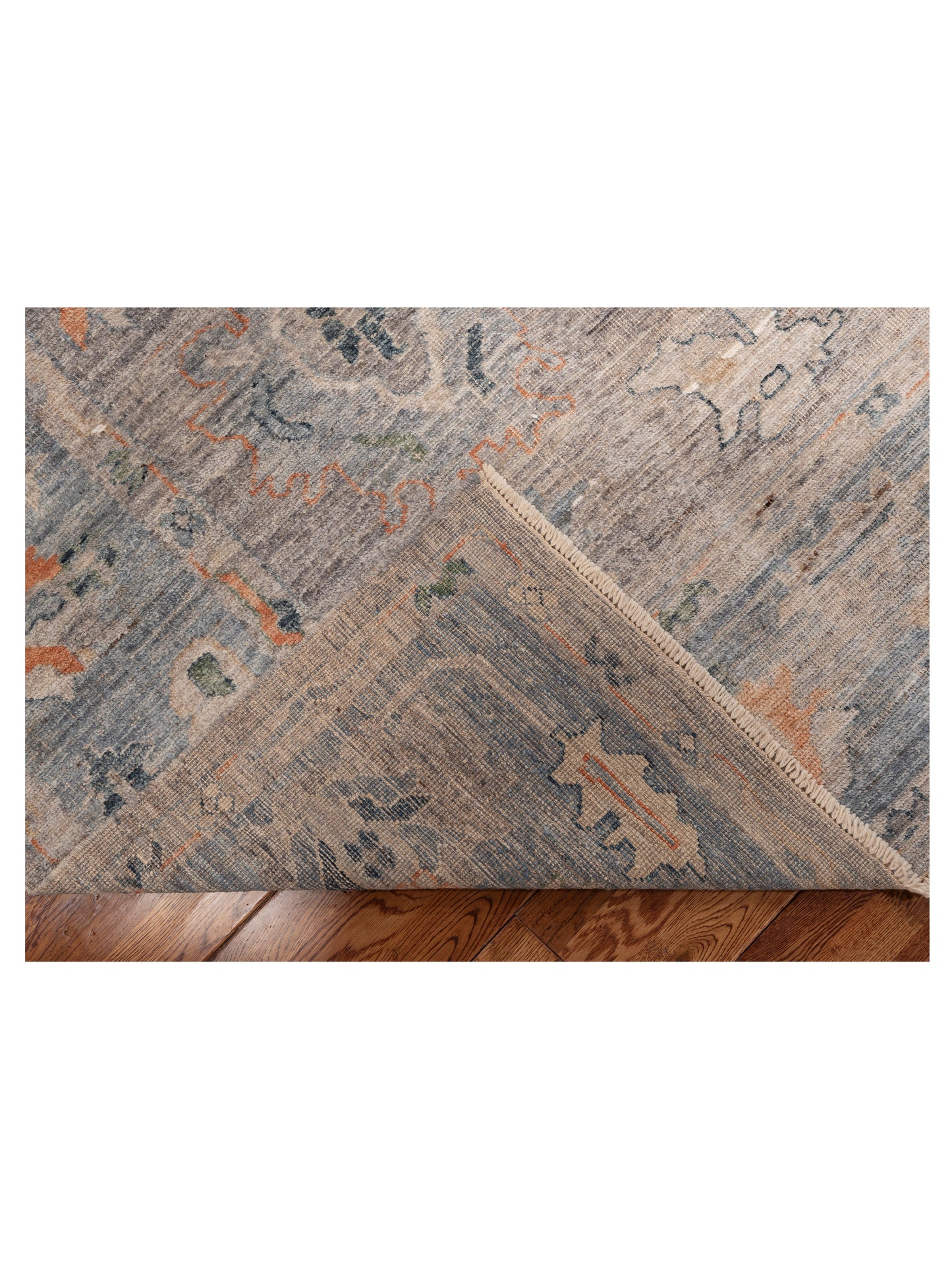 Authentic Angora Oushak Banu Gray Blue Traditional Hand Knotted Rug