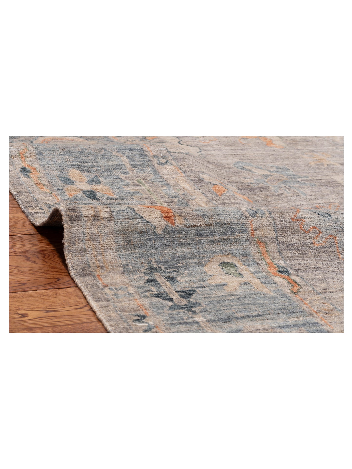 Authentic Angora Oushak Banu Gray Blue Traditional Hand Knotted Rug