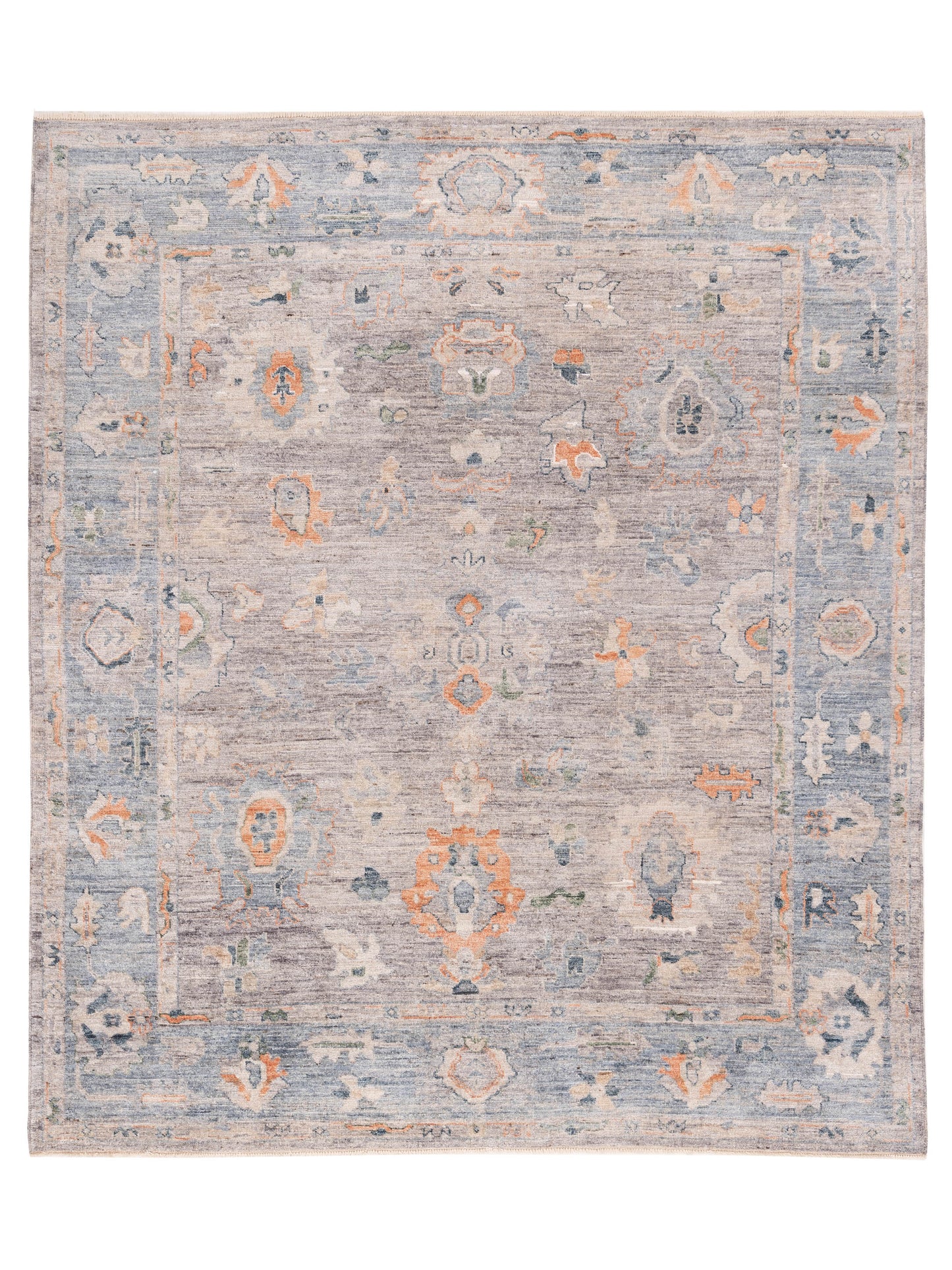 Authentic Angora Oushak Banu Gray Traditional Hand Knotted Rug