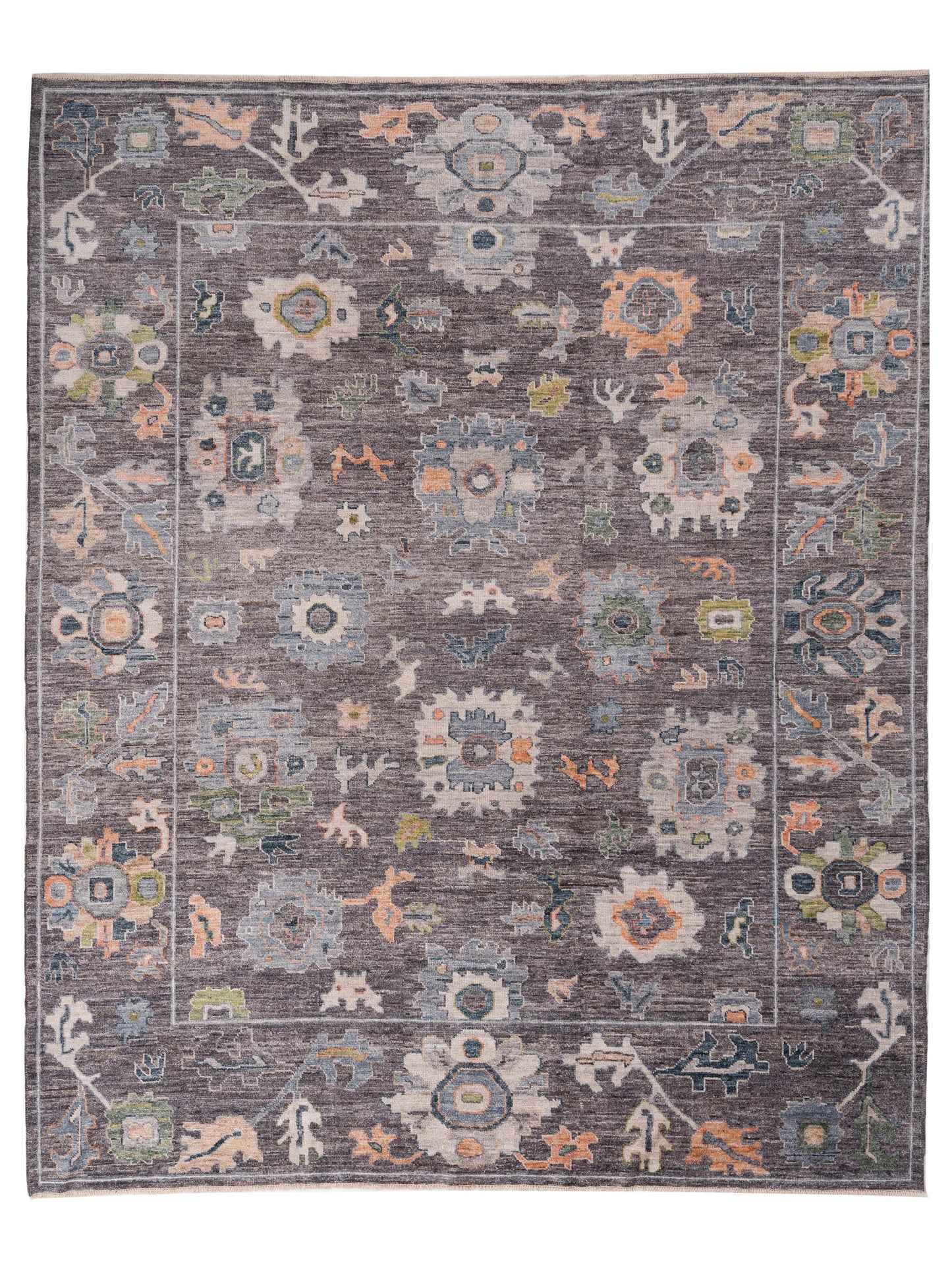 Authentic Angora Oushak Elif Gray Traditional Hand Knotted Rug