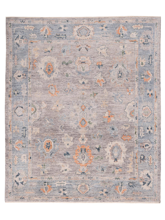 Authentic Angora Oushak Banu Gray Traditional Hand Knotted Rug