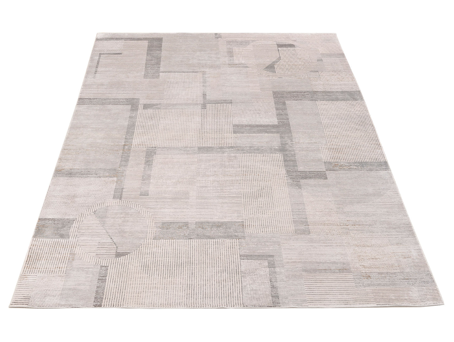 Bergamo Palermo 153820 Beige Gray Contemporary Machine Made Rug