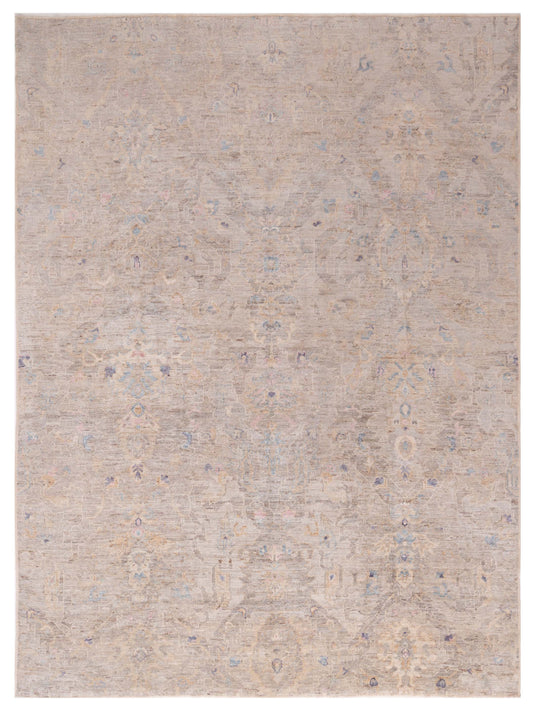 Authentic Angora Oushak Oya Beige Traditional Hand Knotted Rug