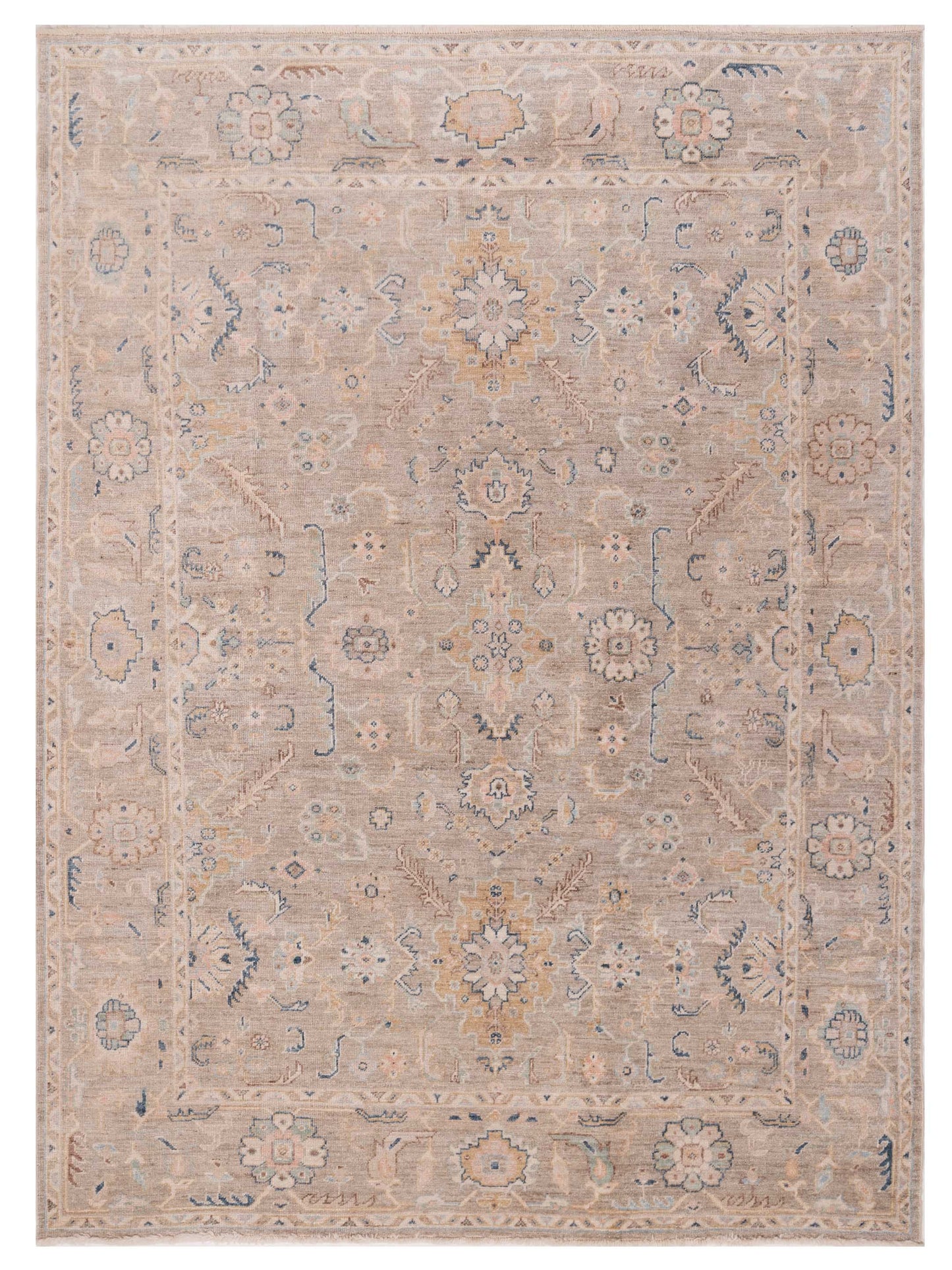 Authentic Angora Oushak Bahar Gray Traditional Hand Knotted Rug