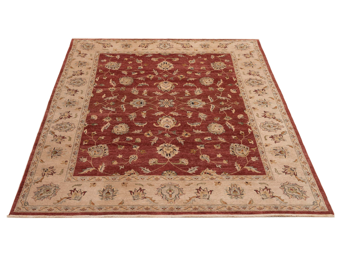 Rajpur Ghazani 153996 Red Ivory Traditional Hand Knotted Rug