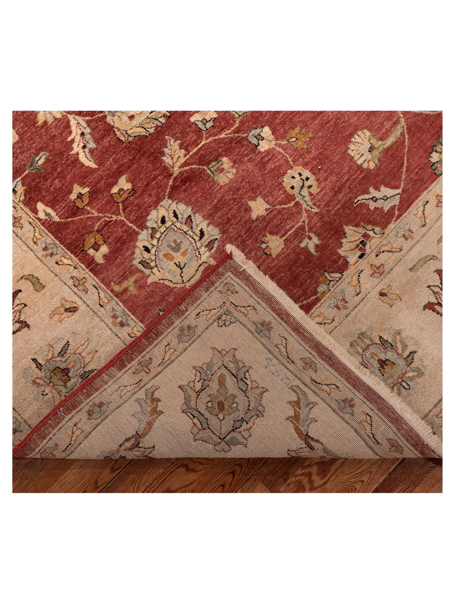 Rajpur Ghazani 153996 Red Ivory Traditional Hand Knotted Rug