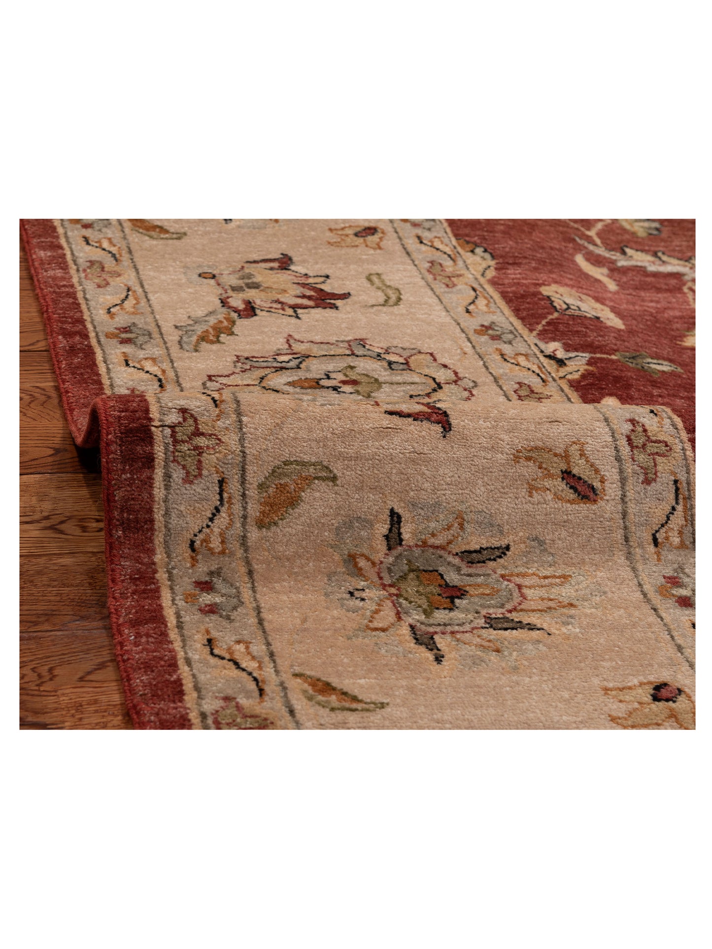 Rajpur Ghazani 153996 Red Ivory Traditional Hand Knotted Rug