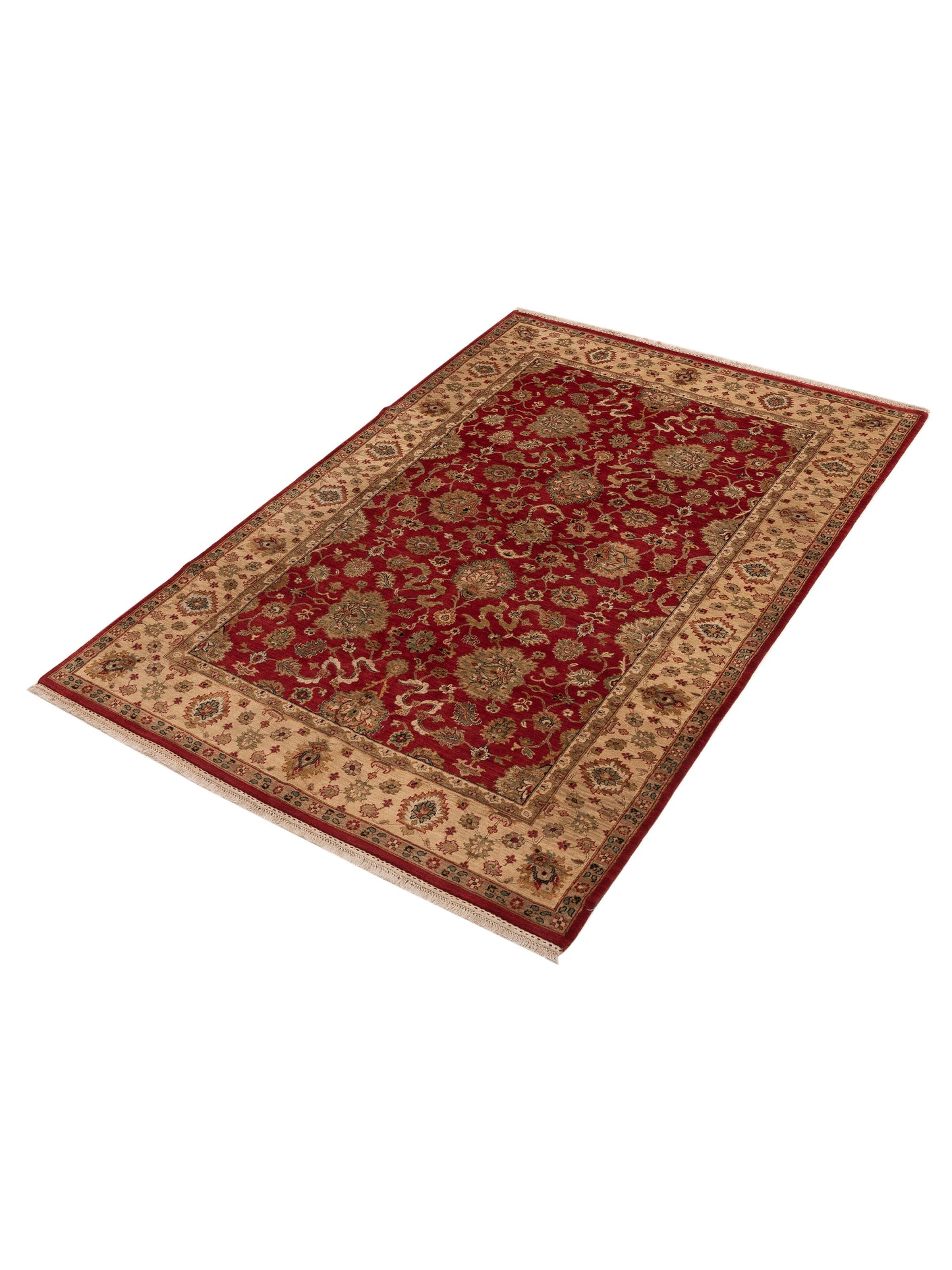 Rajpur Crown 153998 Red Ivory Traditional Hand Knotted Rug