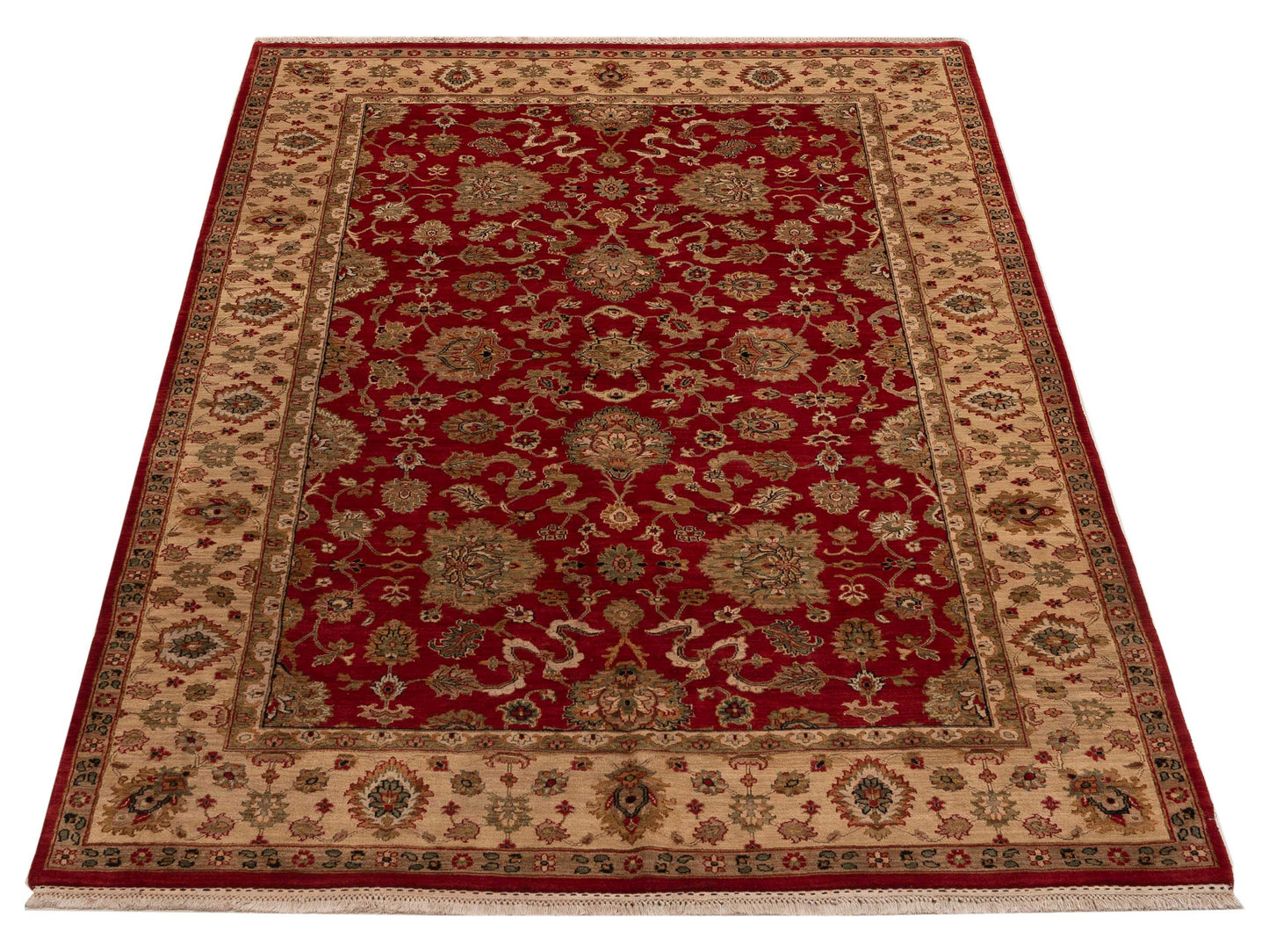 Rajpur Crown 153998 Red Ivory Traditional Hand Knotted Rug