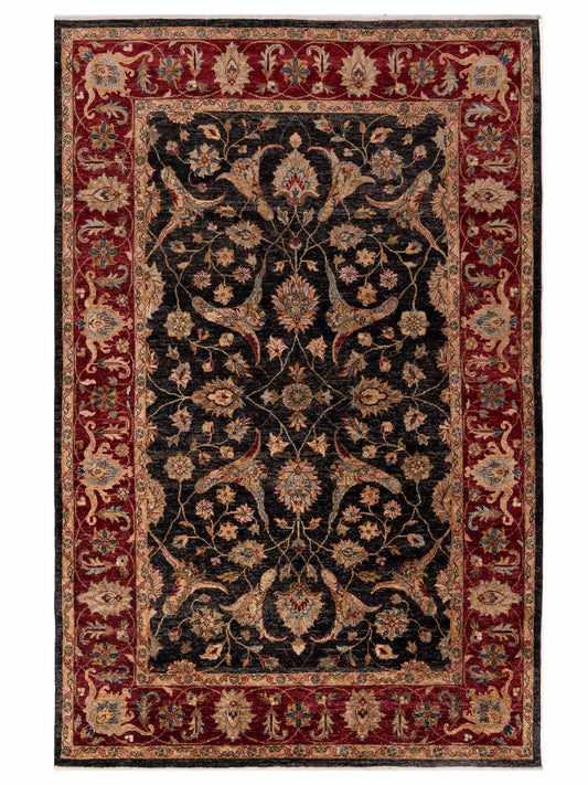 Rajpur Ghazani 154026 Black Traditional Hand Knotted Rug