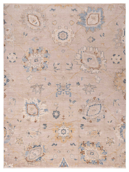 Authentic Angora Oushak Sema Beige Traditional Hand Knotted Rug