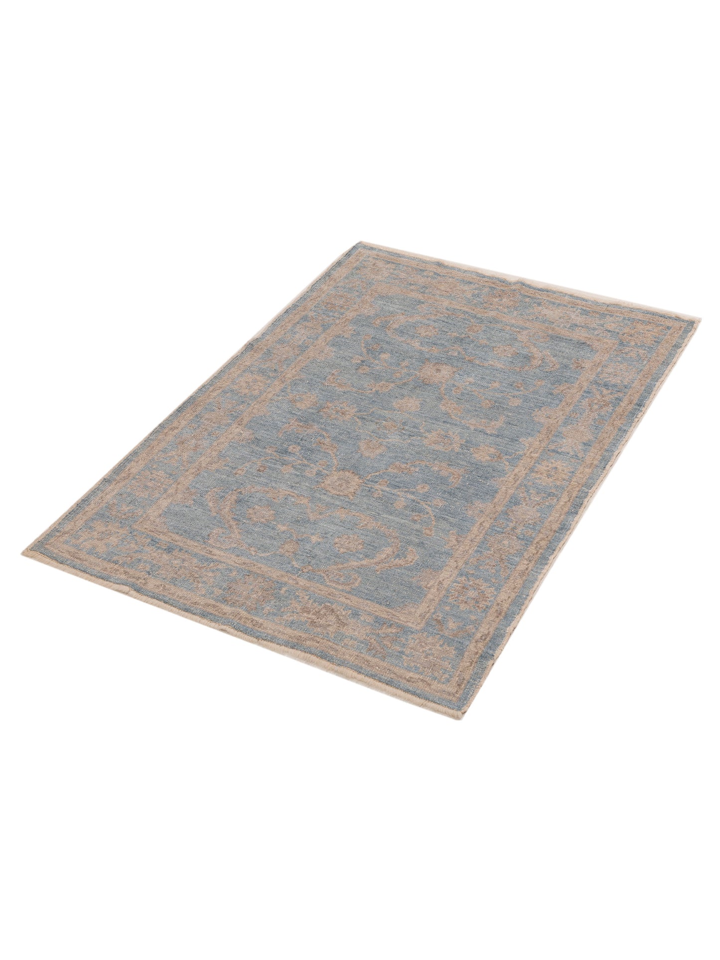 Authentic Angora Oushak Bade Blue Blue Traditional Hand Knotted Rug