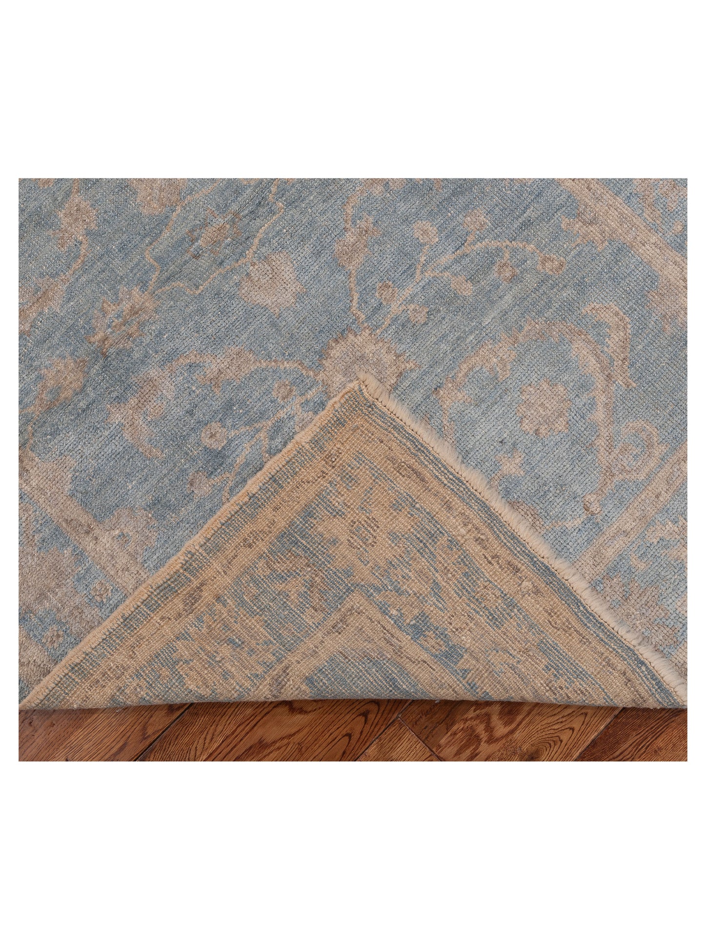 Authentic Angora Oushak Bade Blue Blue Traditional Hand Knotted Rug