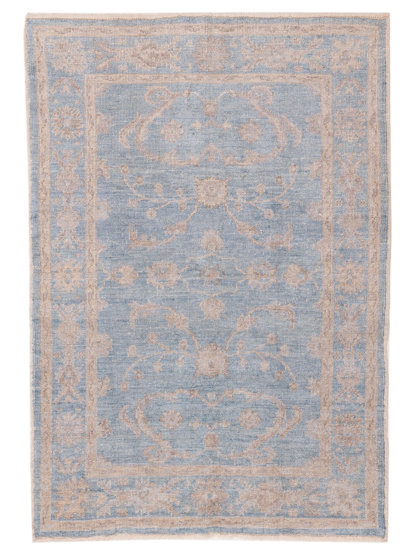 Authentic Angora Oushak Bade Blue Traditional Hand Knotted Rug