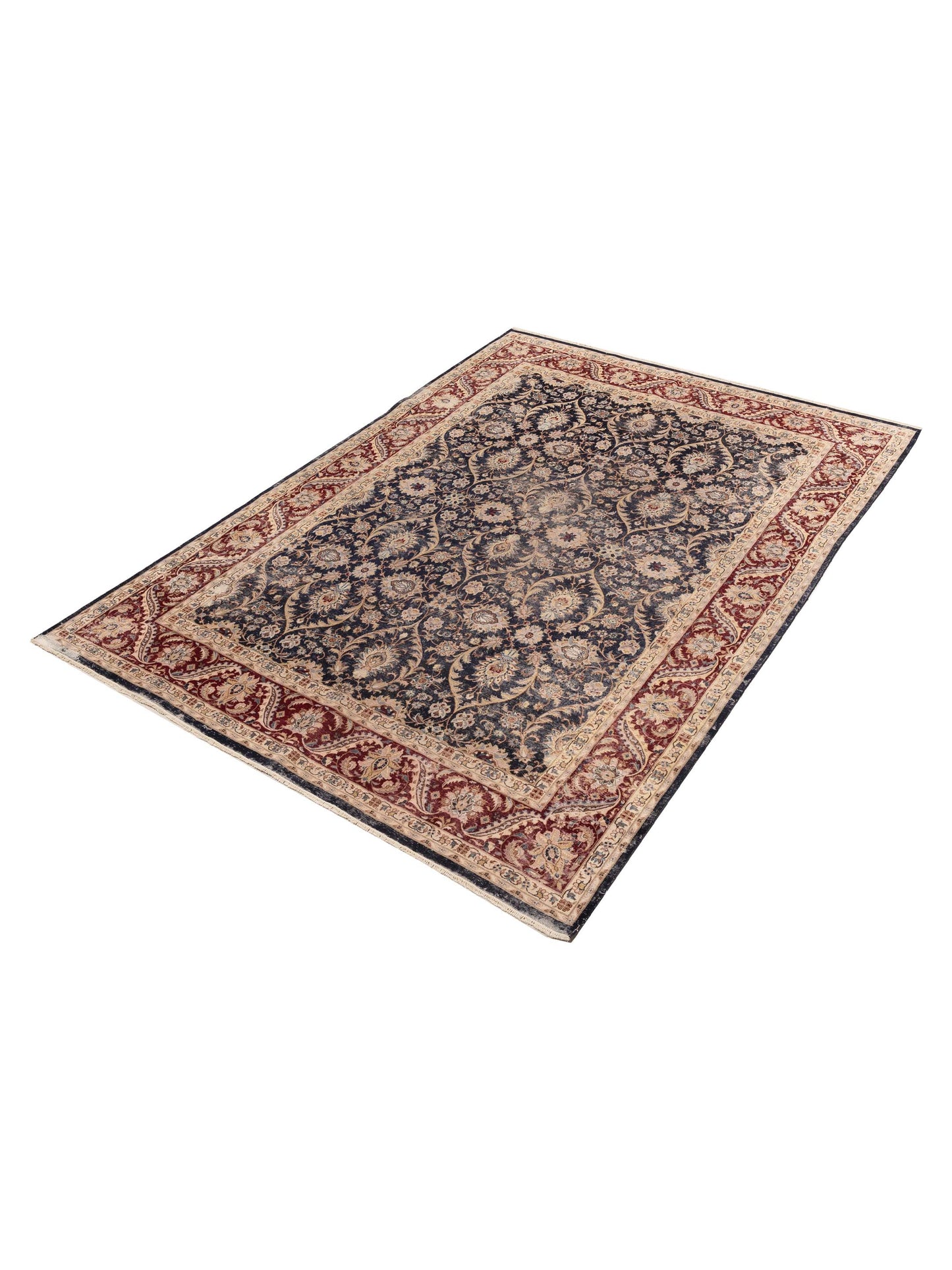 Rajpur Haji Jalili 154364 Charcoal Red Transitional Hand Knotted Rug