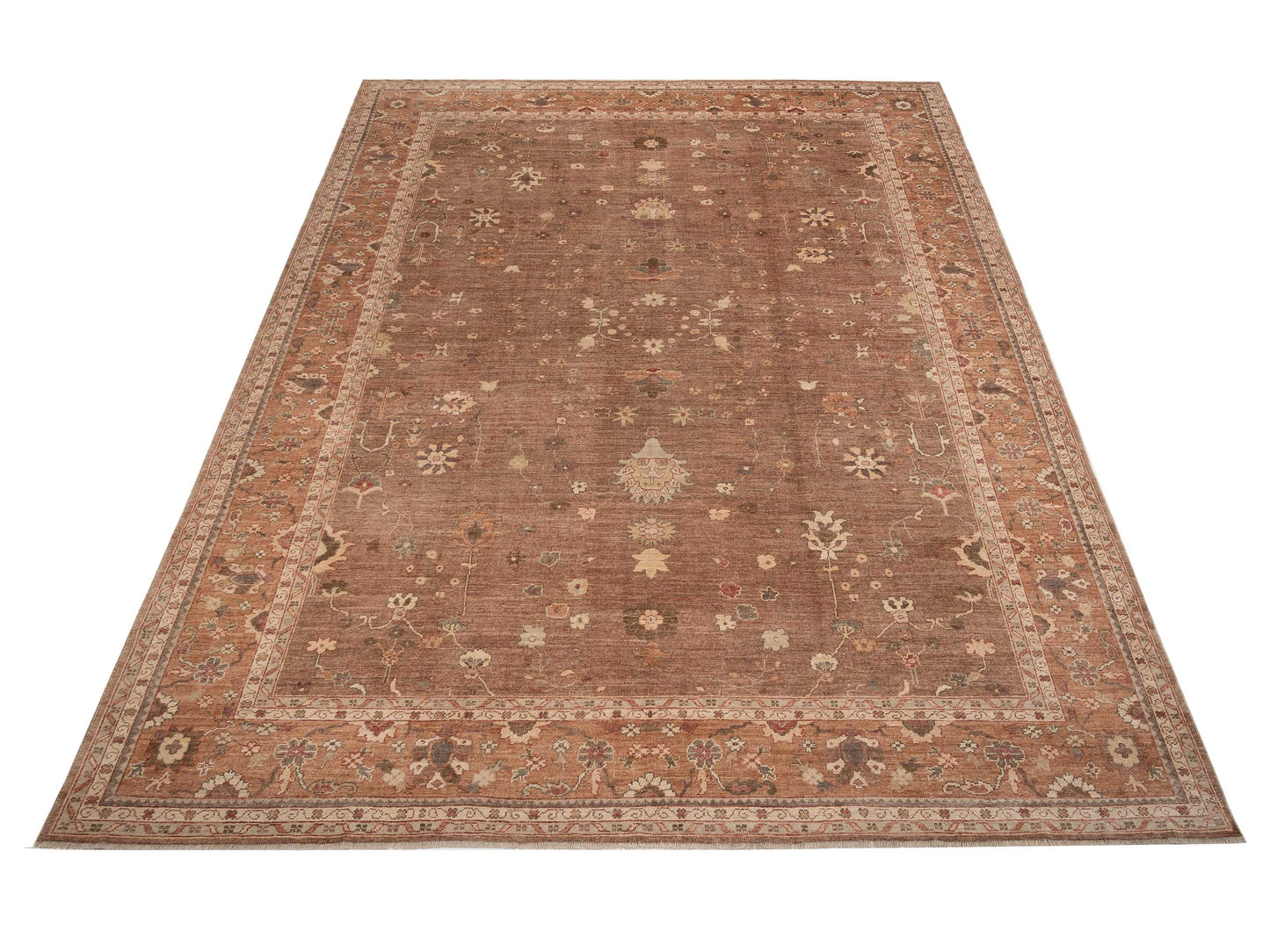 Authentic Angora Oushak Haydar Brown Brown Traditional Hand Knotted Rug