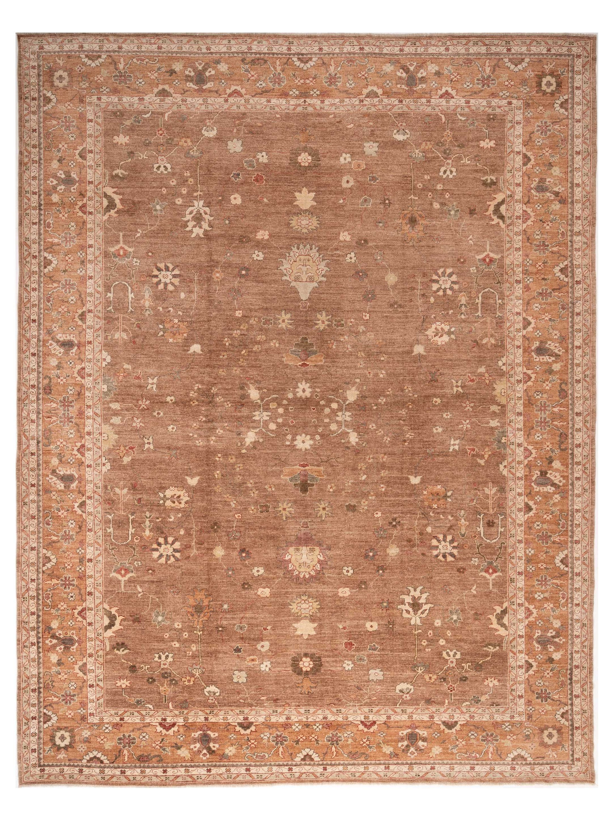 Authentic Angora Oushak Haydar Brown Traditional Hand Knotted Rug