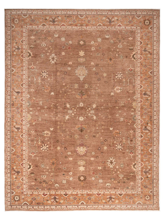 Authentic Angora Oushak Haydar Brown Traditional Hand Knotted Rug