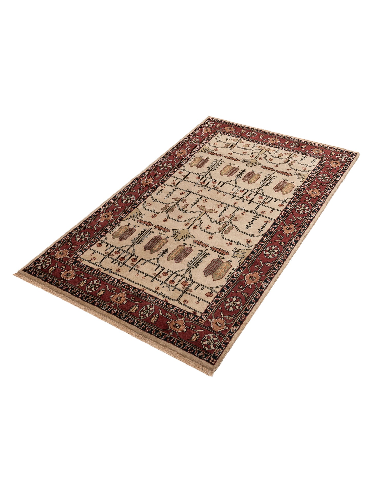 Rajpur Lilac 999937 Ivory Brown Traditional Hand Knotted Rug