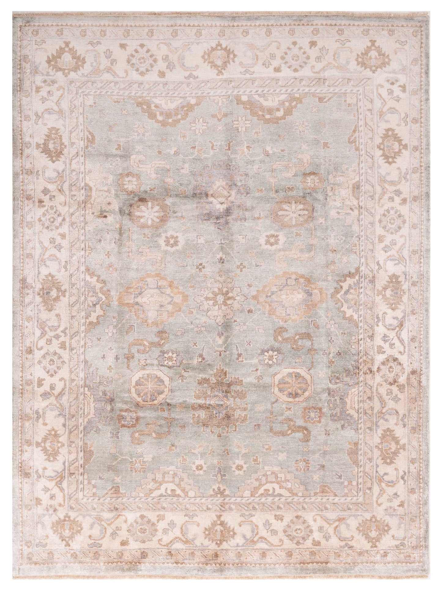 Rajpur Oushak Shah 999939 Light Green Traditional Hand Knotted Rug