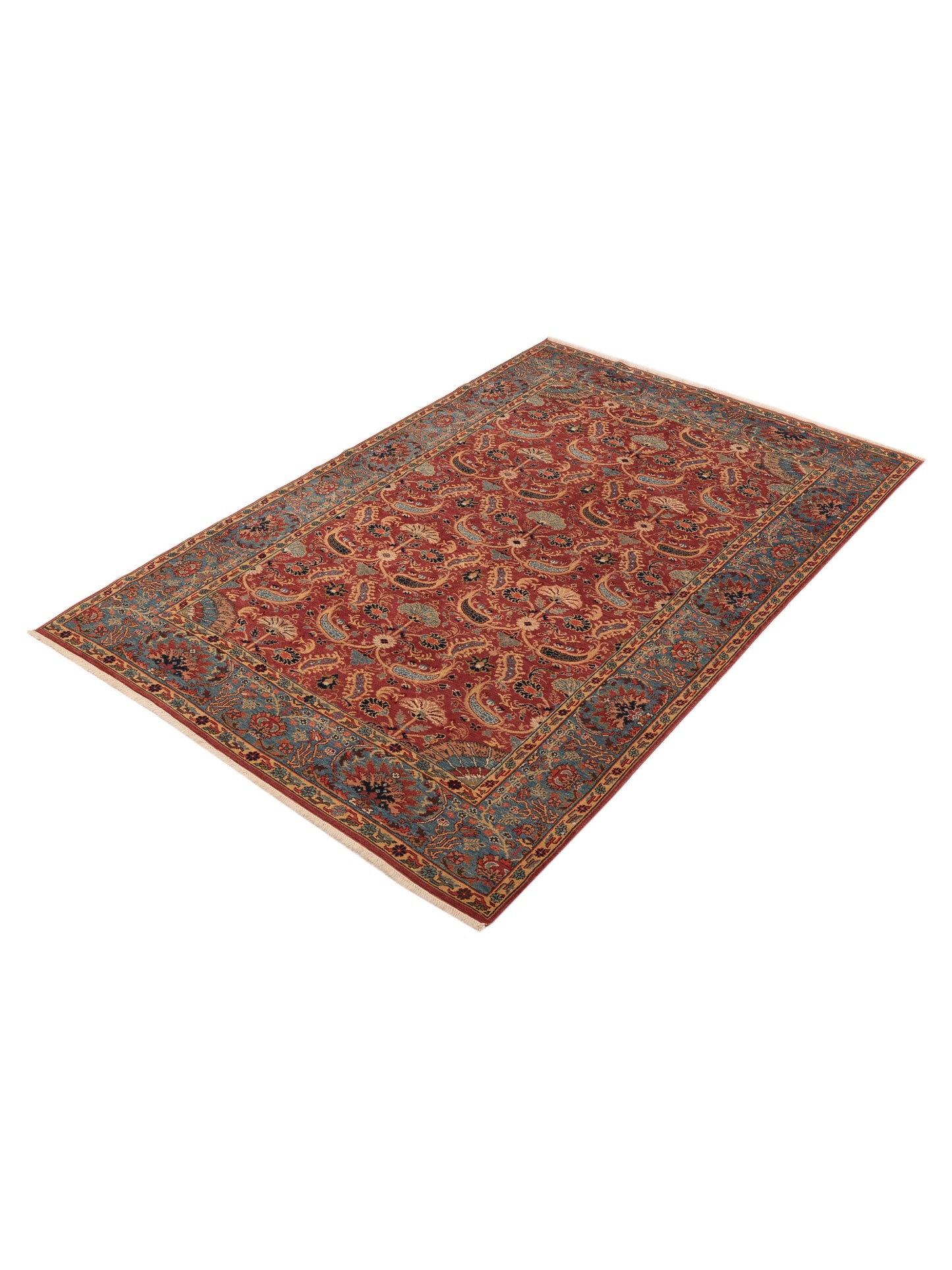 Pasha Antique Loom 999942 Red Blue Traditional Hand Knotted Rug