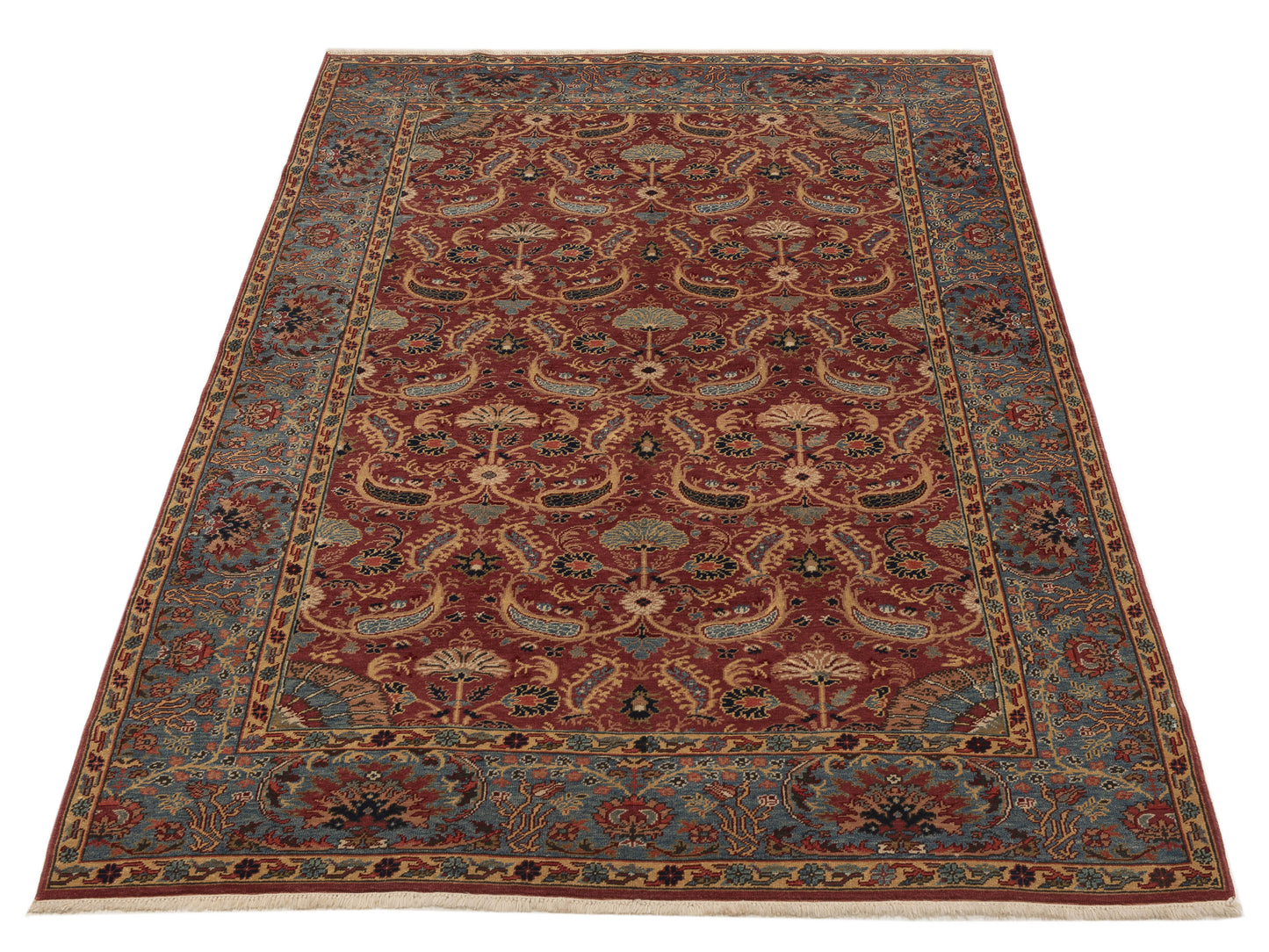 Pasha Antique Loom 999942 Red Blue Traditional Hand Knotted Rug