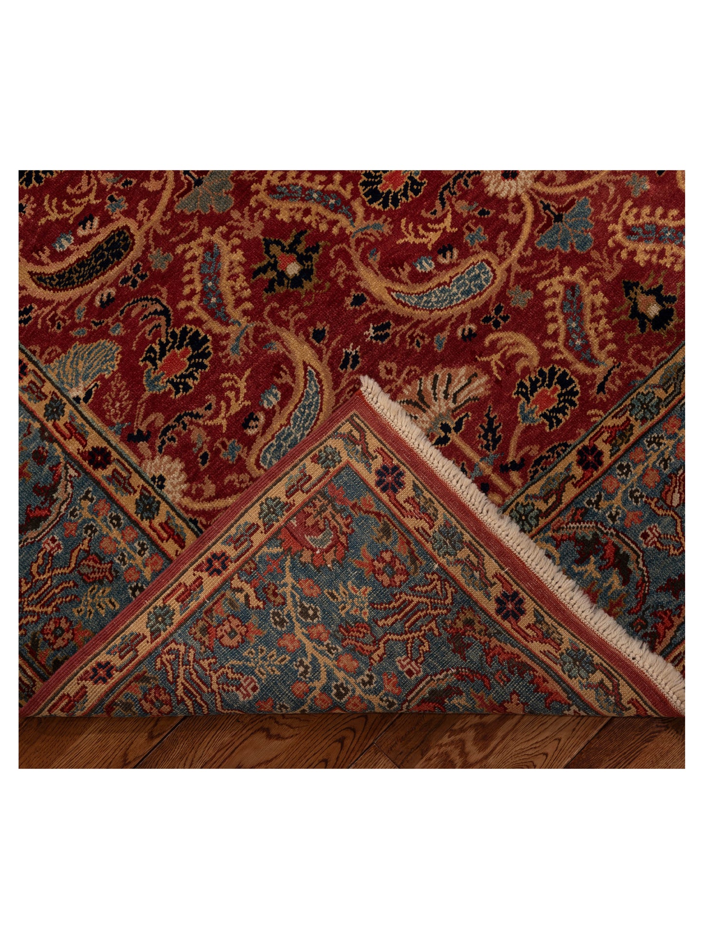 Pasha Antique Loom 999942 Red Blue Traditional Hand Knotted Rug