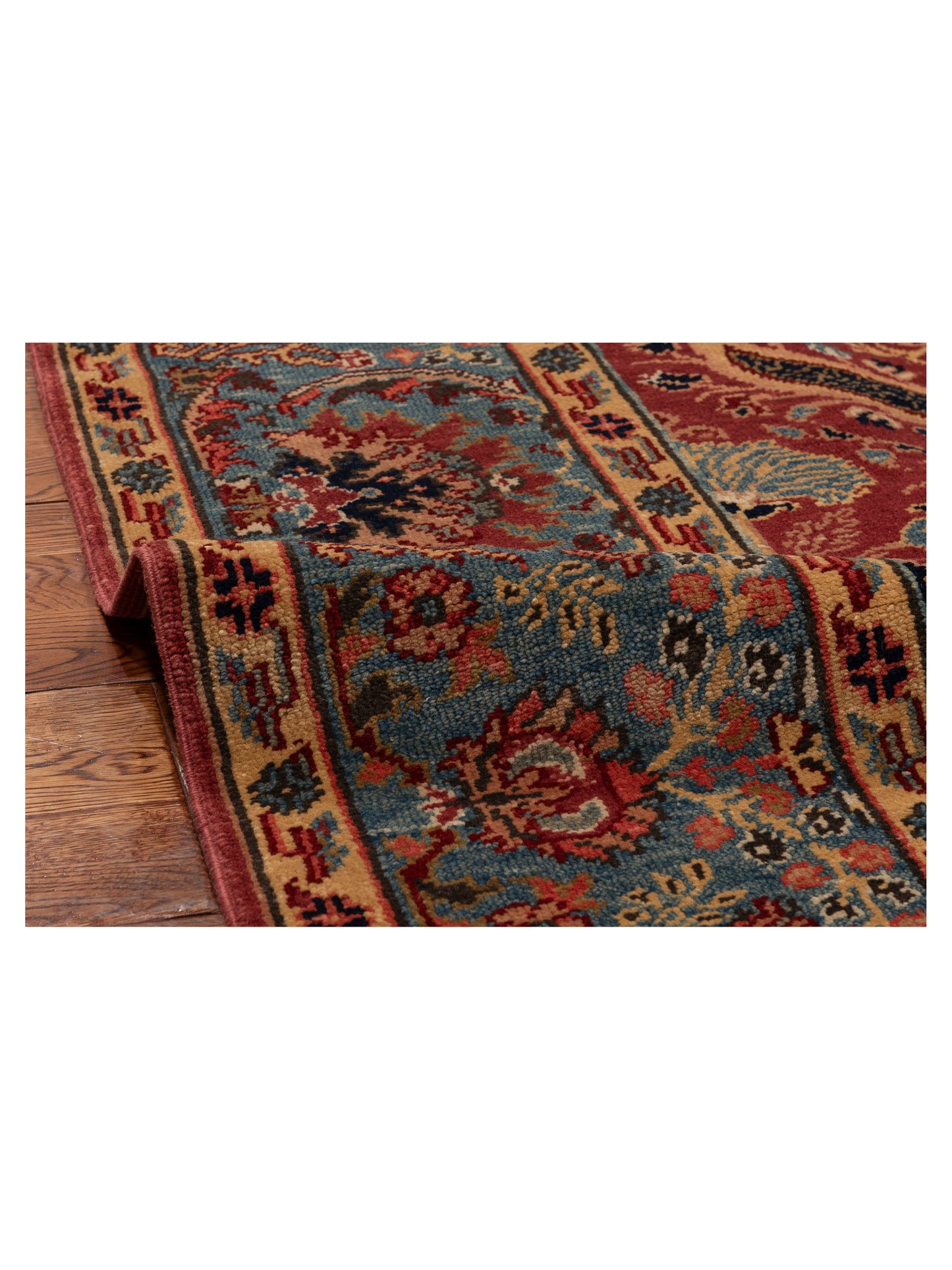 Pasha Antique Loom 999942 Red Blue Traditional Hand Knotted Rug